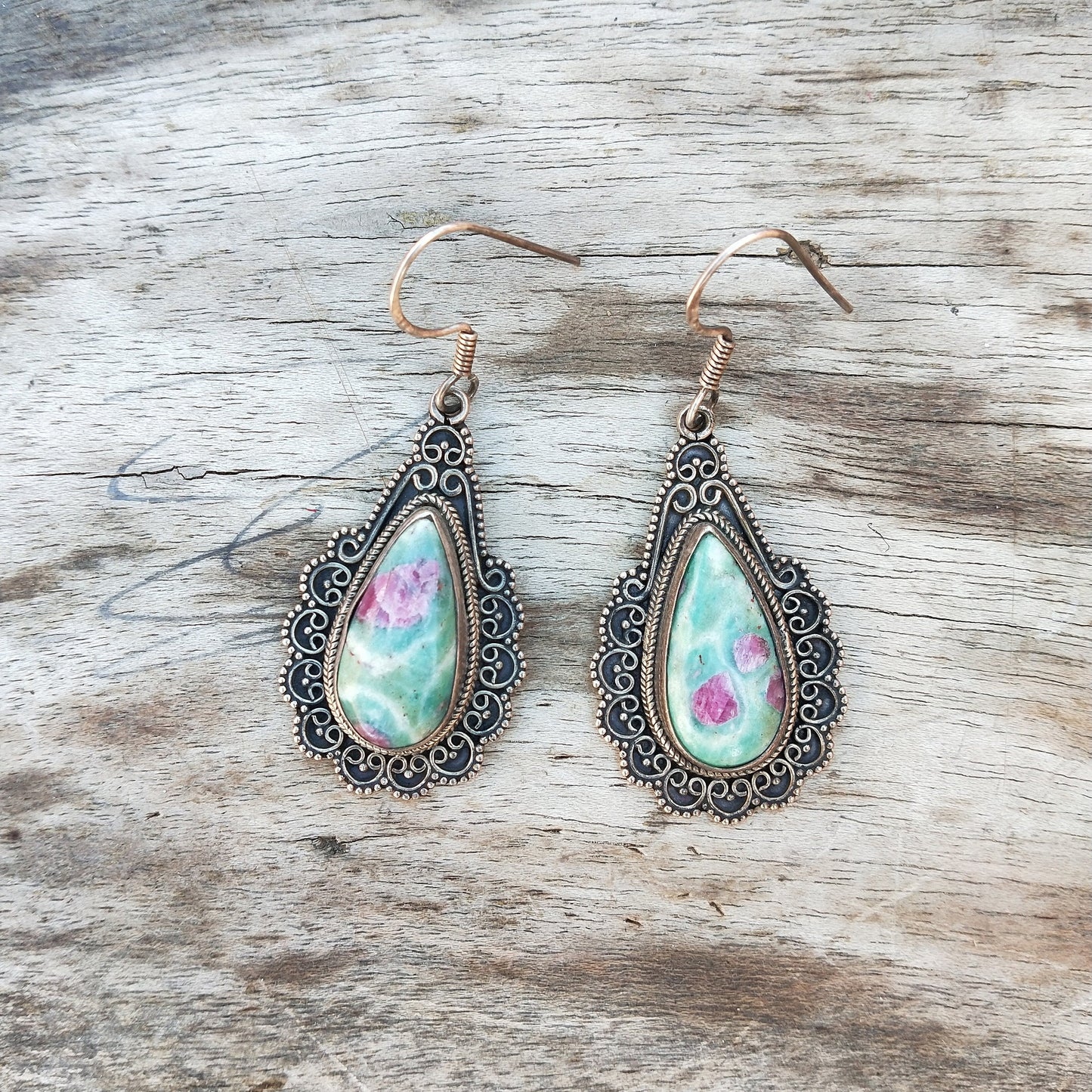 Ruby Fuchsite Sterling Silver Handmade Earring Ruby Fuchsite Stone Daily wearable Earrings in Tear Drop Shape Boho Earrings Gift for Her