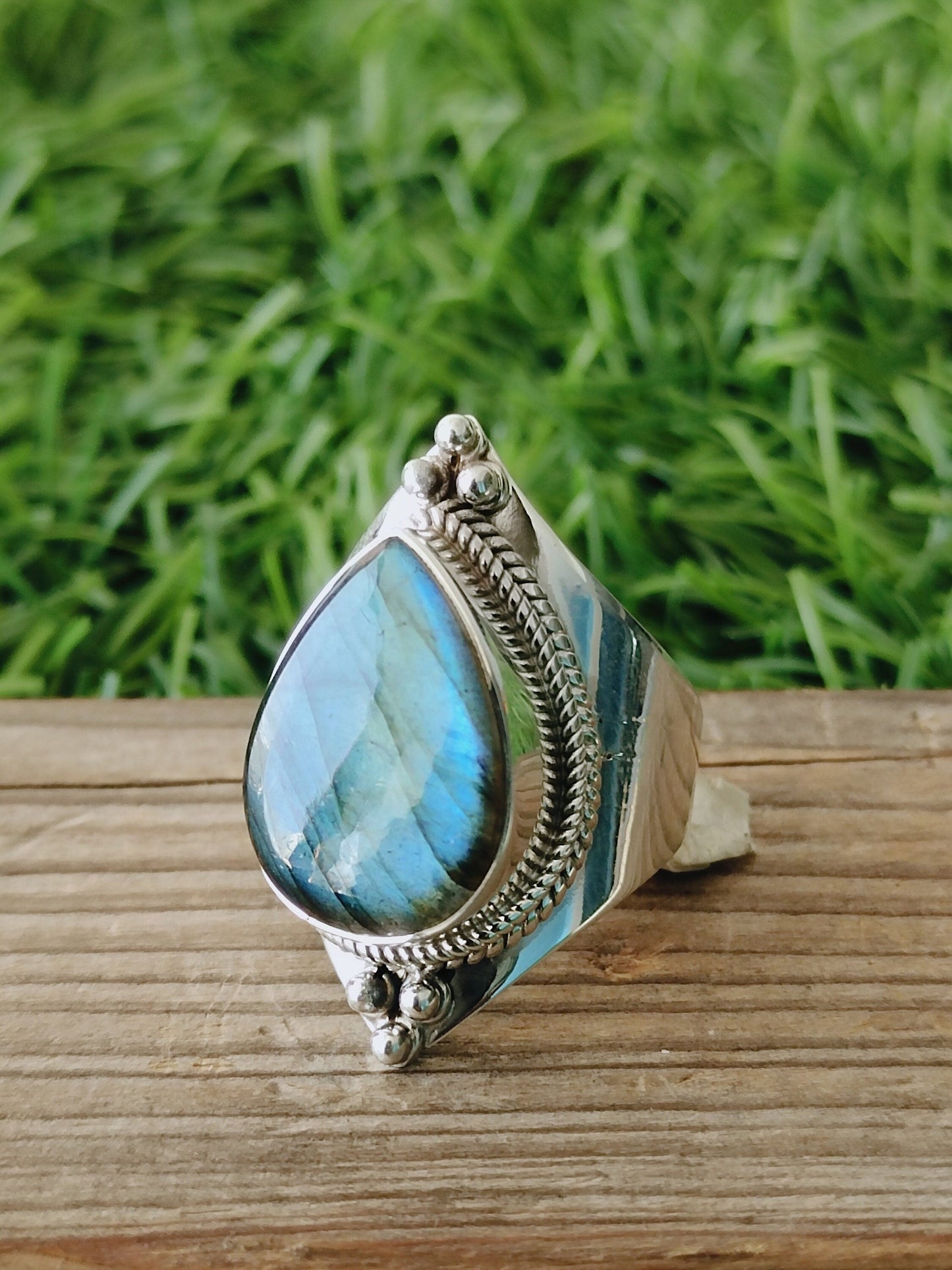 minimalist# summer gift# Boho Statement Ring -Labradorite Sterling Silver Ring -Bohemian Ring- Labradorite gemstone - Rings -Gift for her