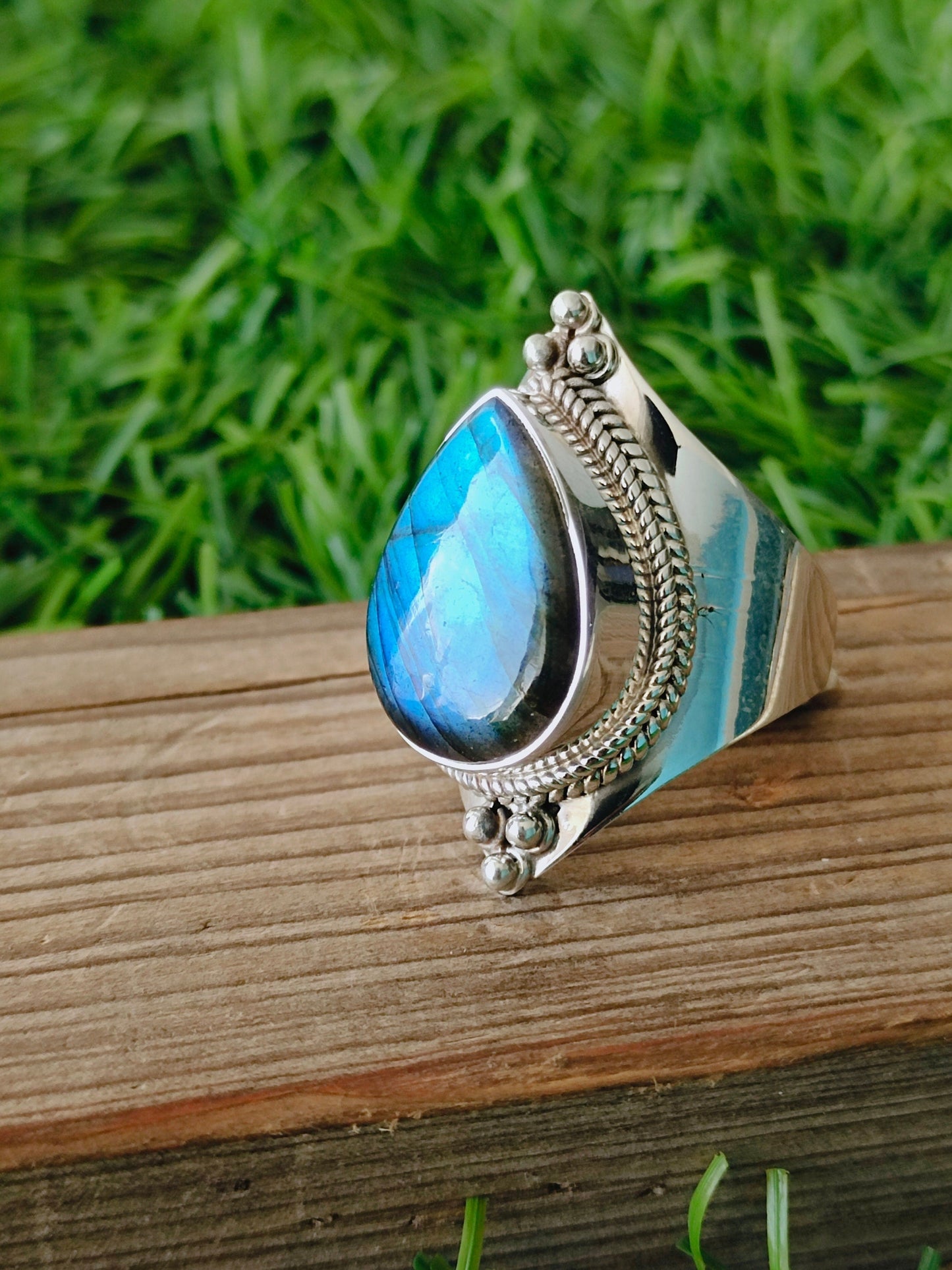 minimalist# summer gift# Boho Statement Ring -Labradorite Sterling Silver Ring -Bohemian Ring- Labradorite gemstone - Rings -Gift for her