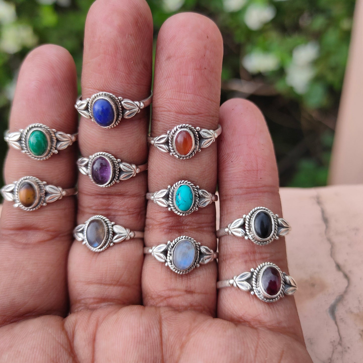 Multiple Stones Boho Statement rings , 925 sterling silver ring,Handcrafted Bohemian Ring, personalized stone ring ,choose stone ring,gifts