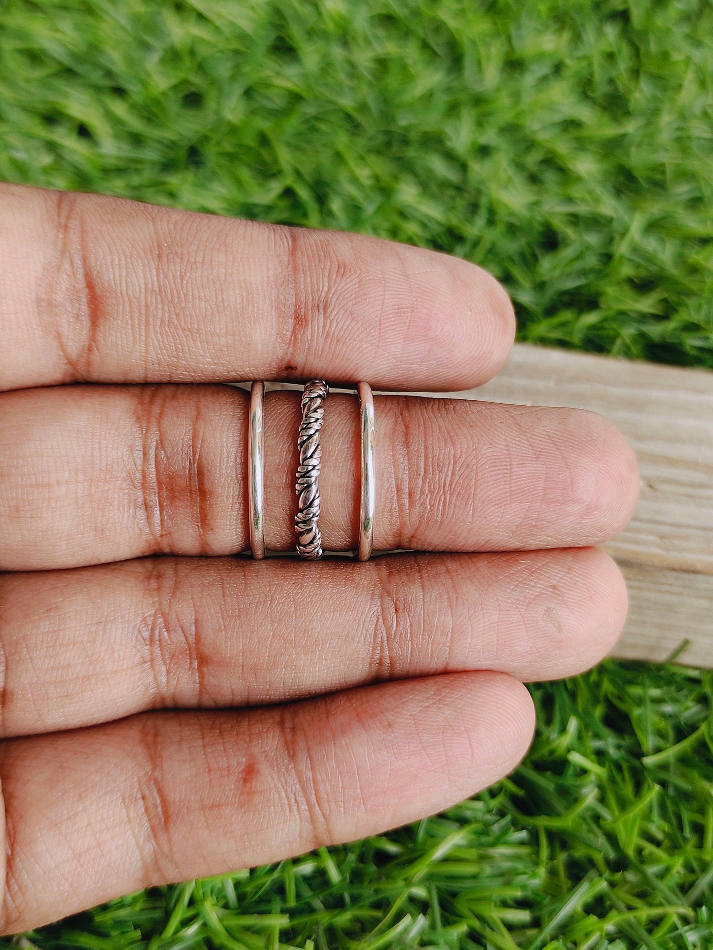 Schlichter Silberring, Dreifacher Silberring, 925 Stapelring, Silberring, Statementring, Set aus drei Bandringen - Dreifach