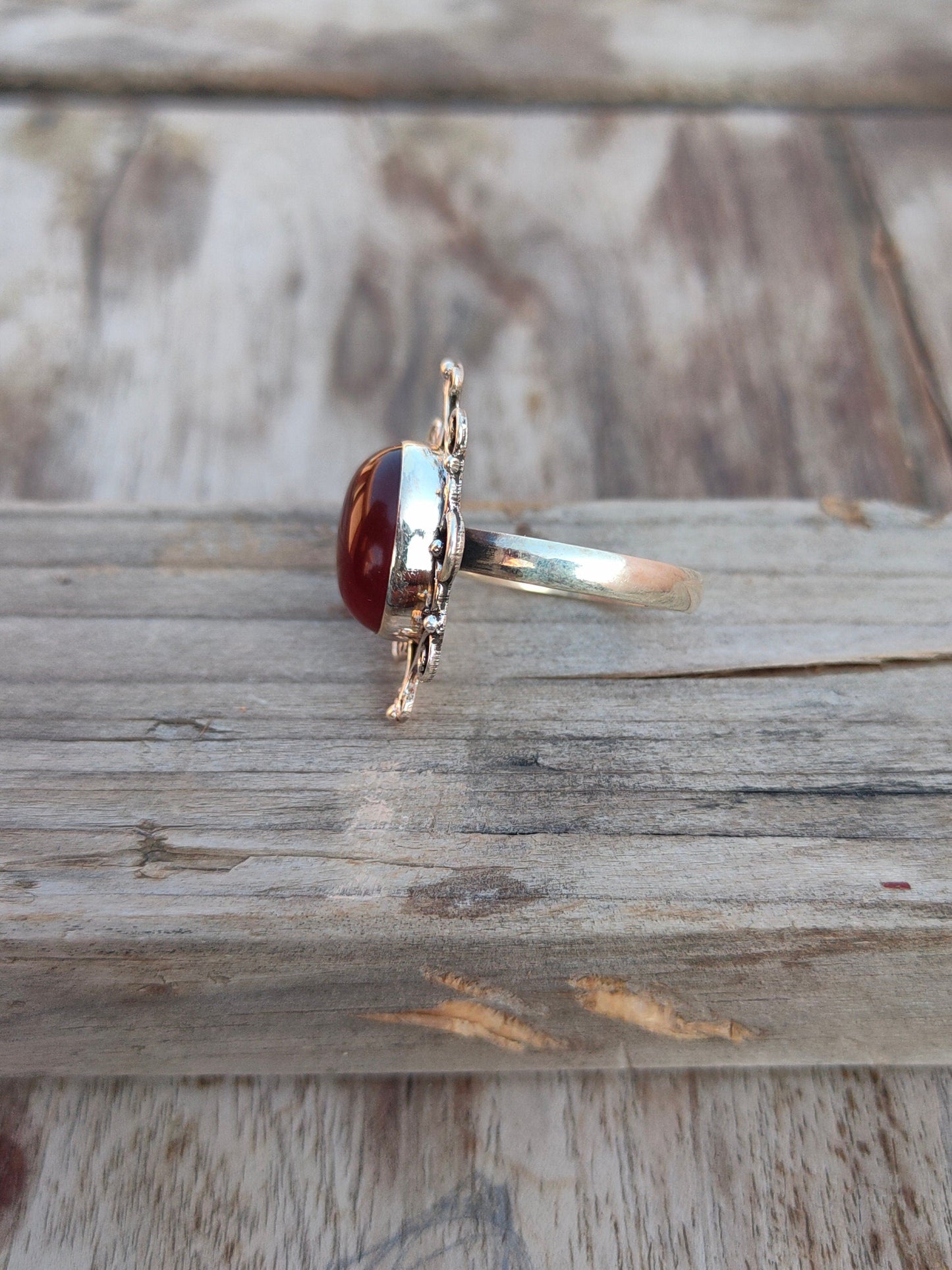 Boho Statement Ring - Roter Jade Sterling Silber Ring - Handgemachter Boho Ring - Boho Ring - Rote Jade Ringe - Geschenk für