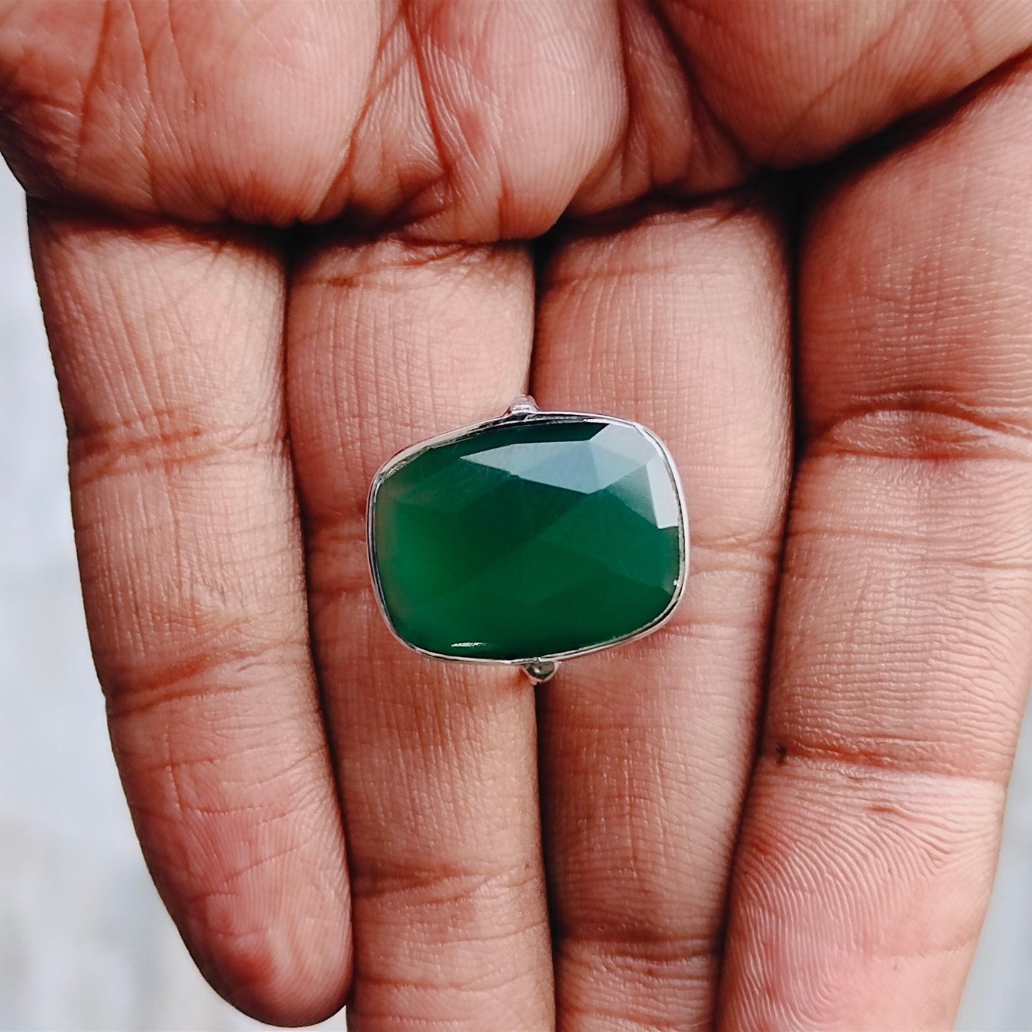 Gorgeous Bezel Ring | Green Onyx Sterling Silver Ring | Handmade Ring | Bezel Ring | Green Onyx Ring | Bezel Jewelry | Rings for Gift