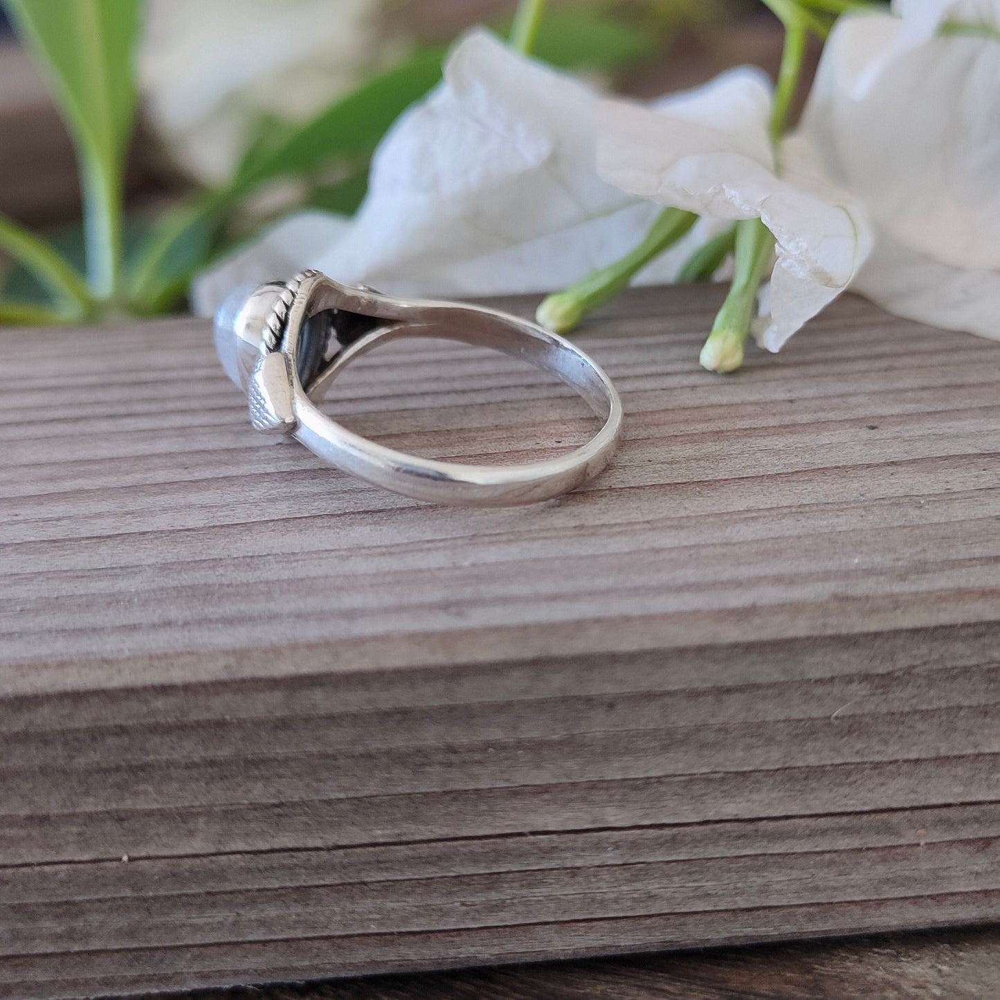 Boho Ring - Rainbow Moonstone Sterling Silver Ring - Hand Crafted Bohemian Ring-Bohemian Ring - Rainbow Moonstone - Rings -Gift for her