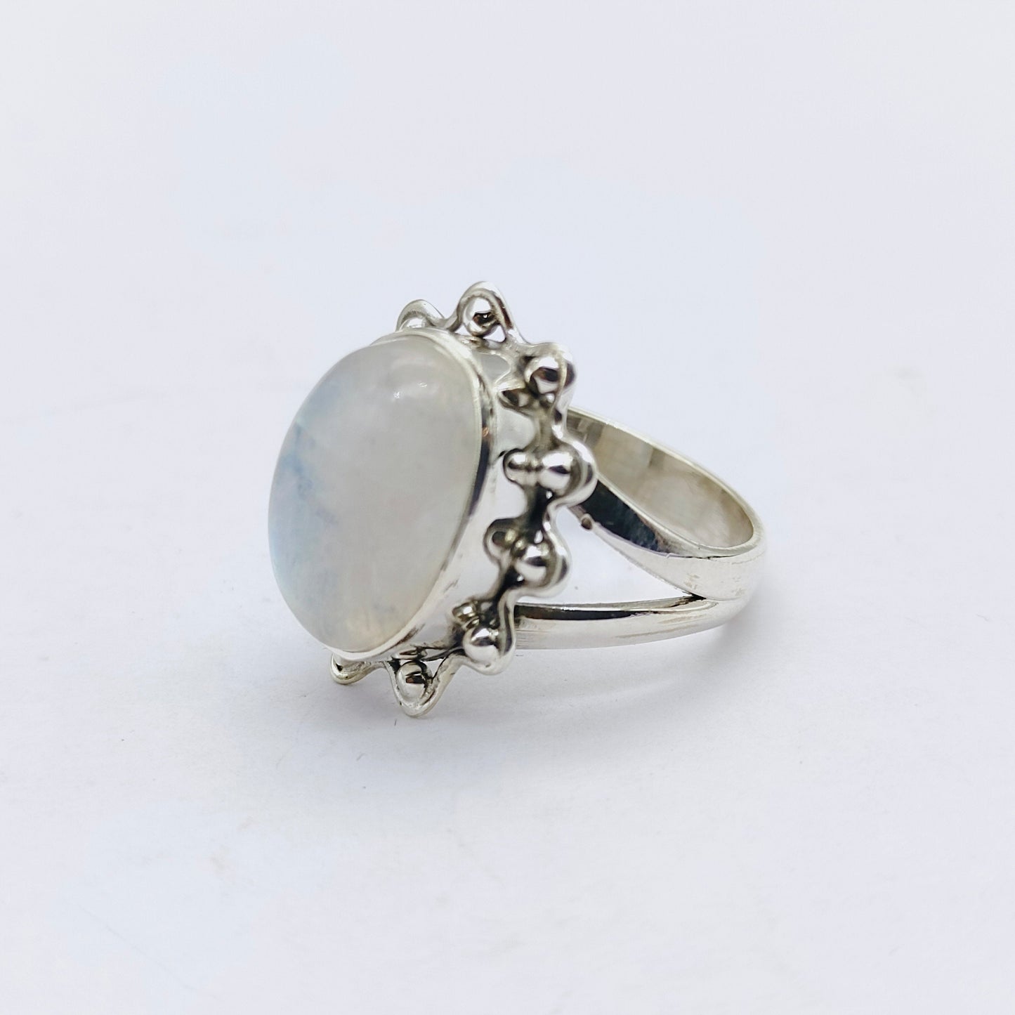 Boho Ring - Rainbow Moonstone Sterling Silver Ring - Hand Crafted Bohemian Ring-Bohemian Ring - Rainbow Moonstone - Rings -Gift for her