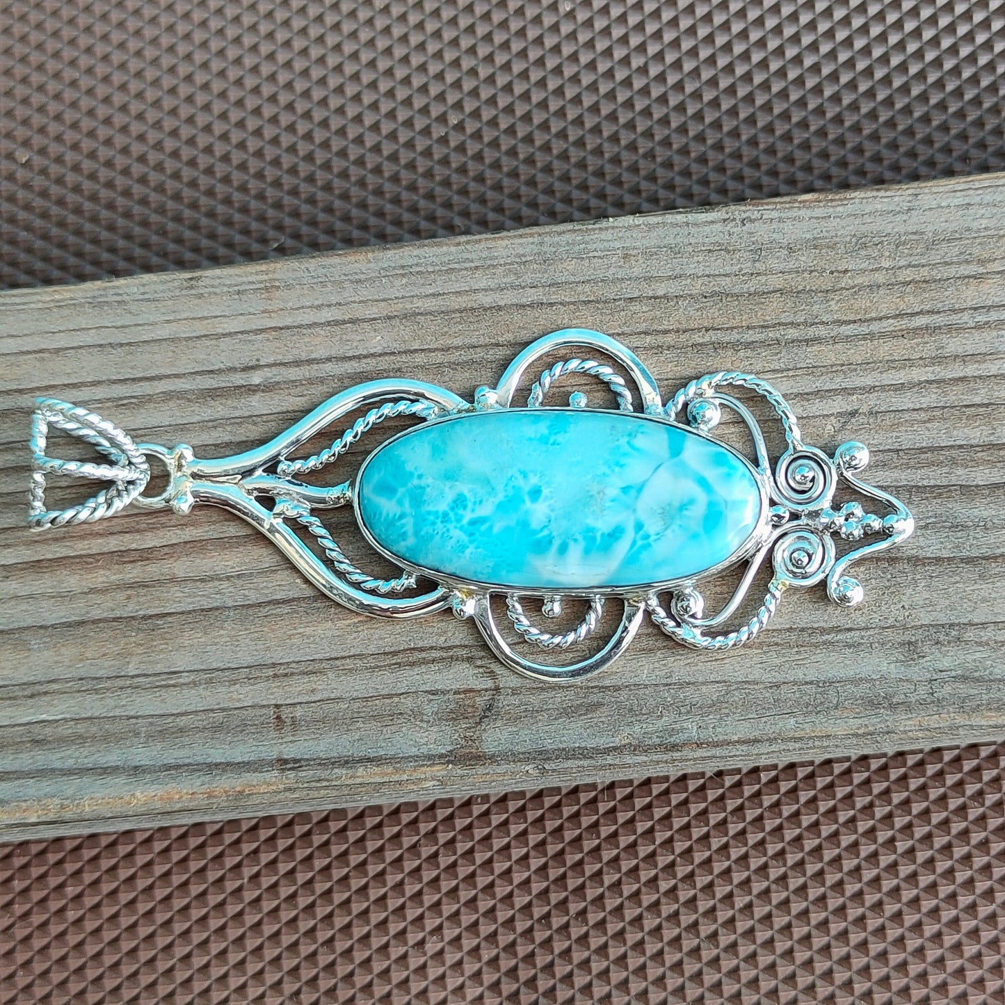Larimar stone designed Pendant , handmade bohemian pendant , Larimar pendant , natural larimar stone pendant , design pendant , gift item