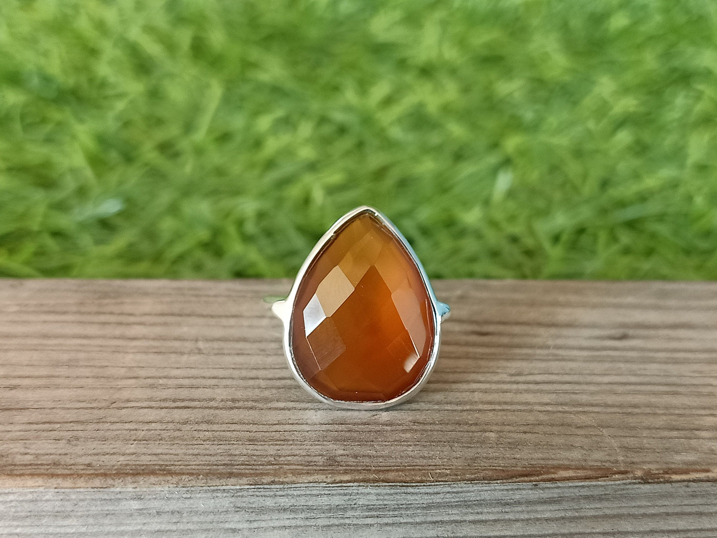 Boho Statement Ring - Orange Calci Sterling Silver Ring - Hand Crafted Bohemian Ring-Bohemian Ring - Orange Calci Rings -Gift for her Gifts