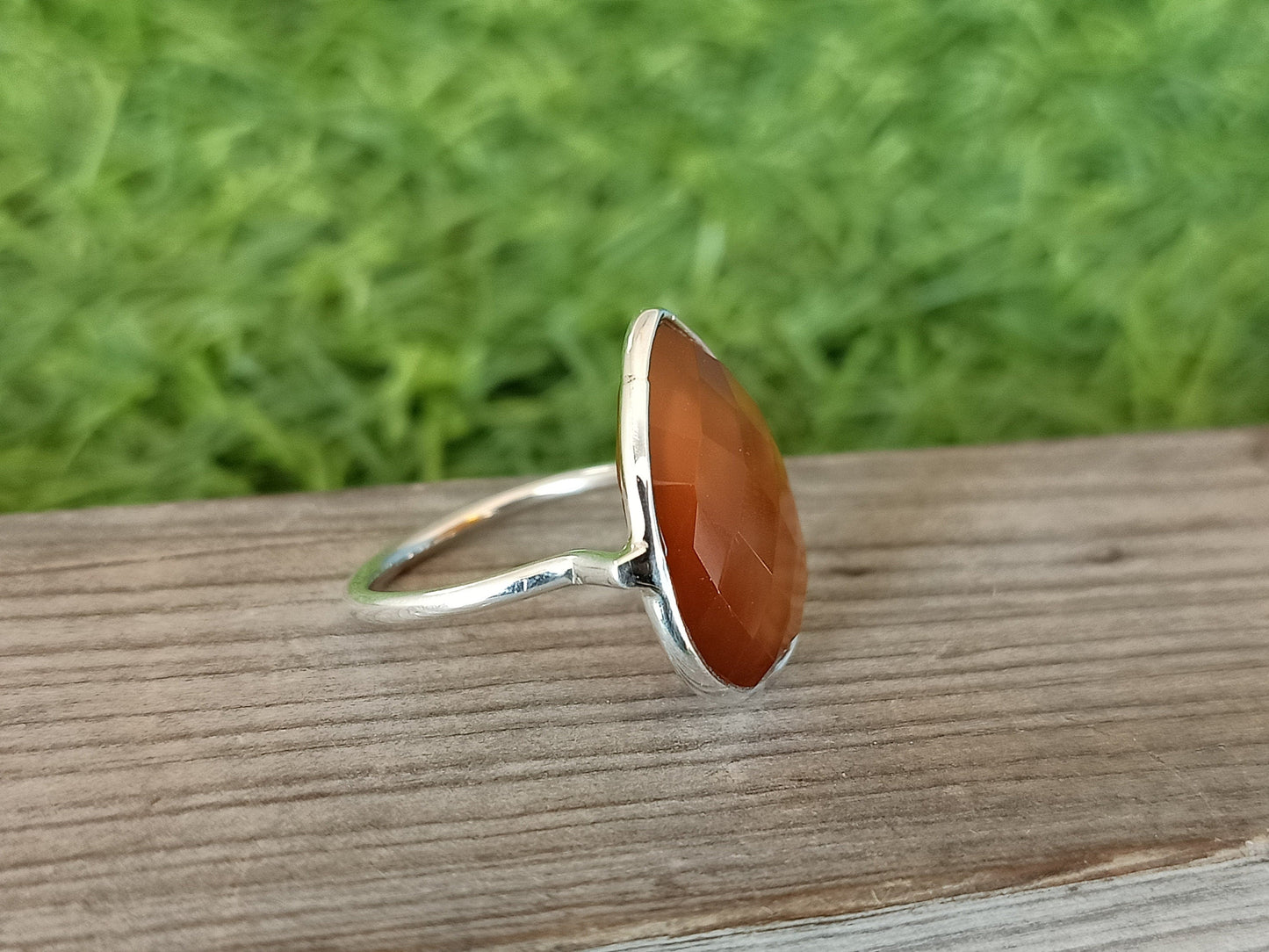 Boho Statement Ring - Orange Calci Sterling Silver Ring - Hand Crafted Bohemian Ring-Bohemian Ring - Orange Calci Rings -Gift for her Gifts