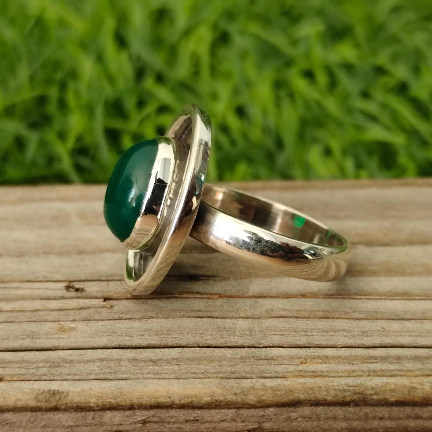 Boho Statement Ring - Green Onyx Sterling Silver Ring - Hand Crafted Bohemian Ring-Bohemian Ring - Green Onyx - Rings -Gift for Her