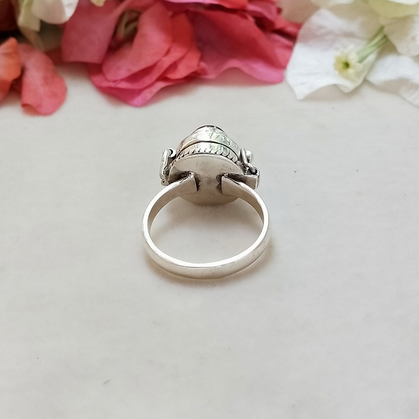 Einzigartiger Ring mit geheimer Botschaft, Ring aus 925er Sterlingsilber, Amethyst-Silberring, Geburtssteinring für Januar, Liebesring, kleiner Boxring, Geschenk