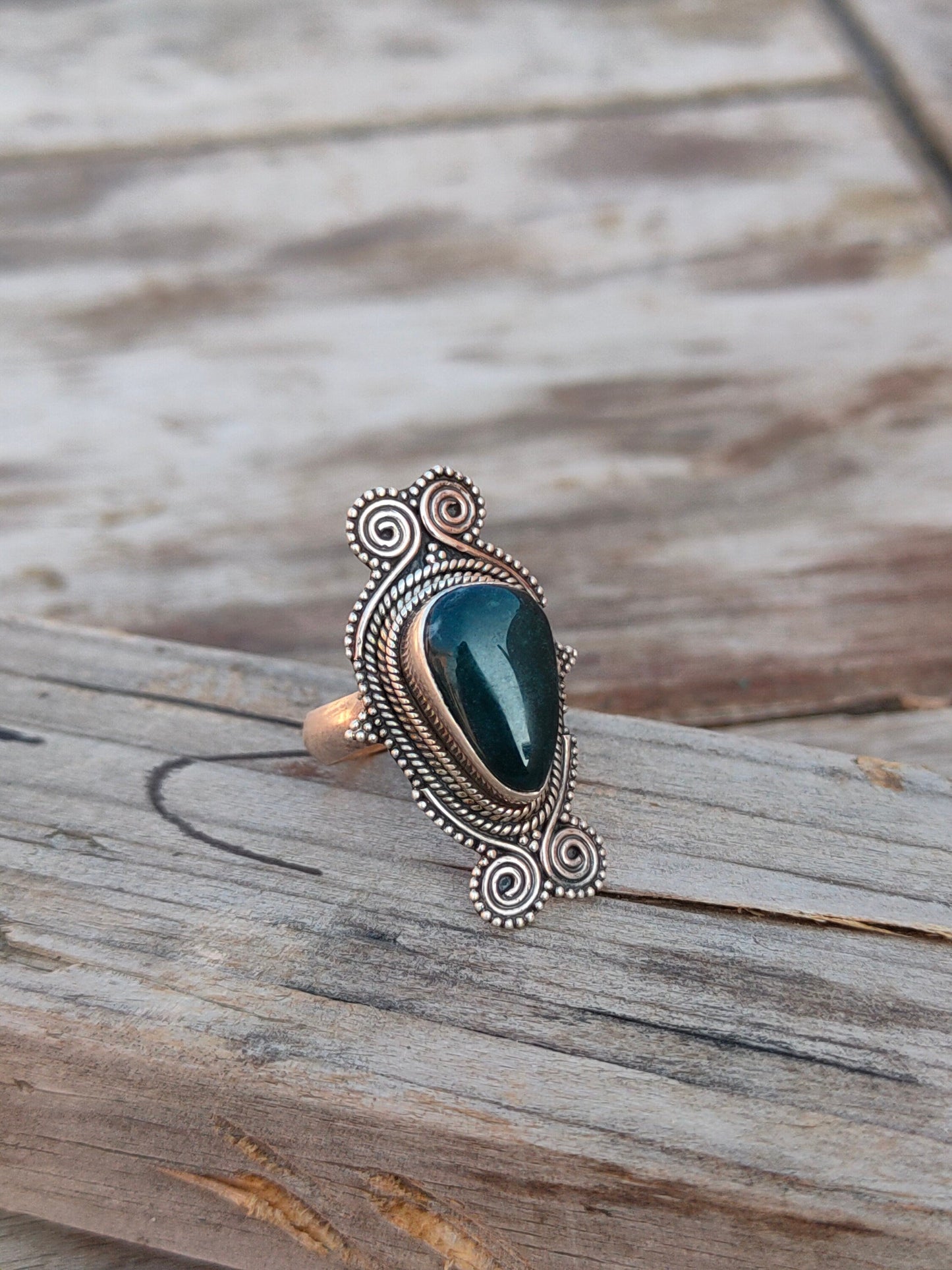 Boho Statement Ring | Moss Agate Sterling Silver Ring | Hand Crafted Bohemian Ring | Boho Ring | Moss Agate Ring | Rings for Gift