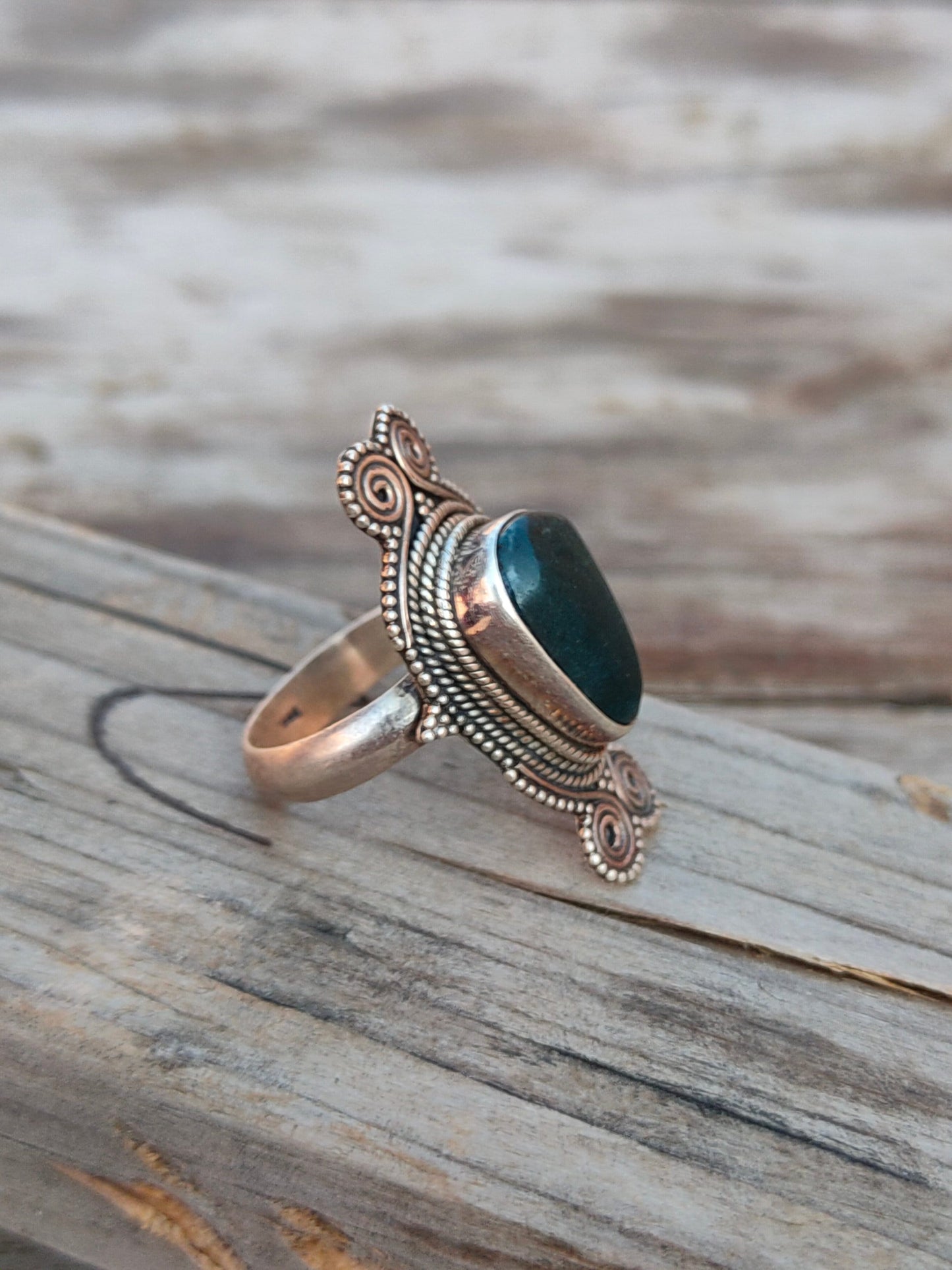 Boho Statement Ring | Moss Agate Sterling Silver Ring | Hand Crafted Bohemian Ring | Boho Ring | Moss Agate Ring | Rings for Gift