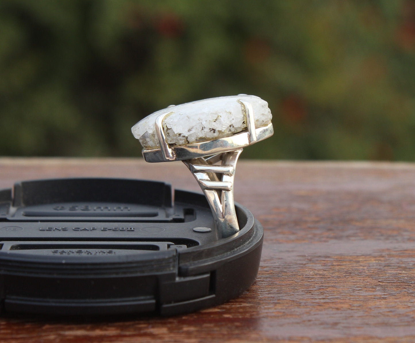 Weißer Kristall Druzi Stein 925 Sterling Silber Ring - handgefertigt Boho Ring - Boho Ring - weißer Kristall - Ringe - Geschenk für