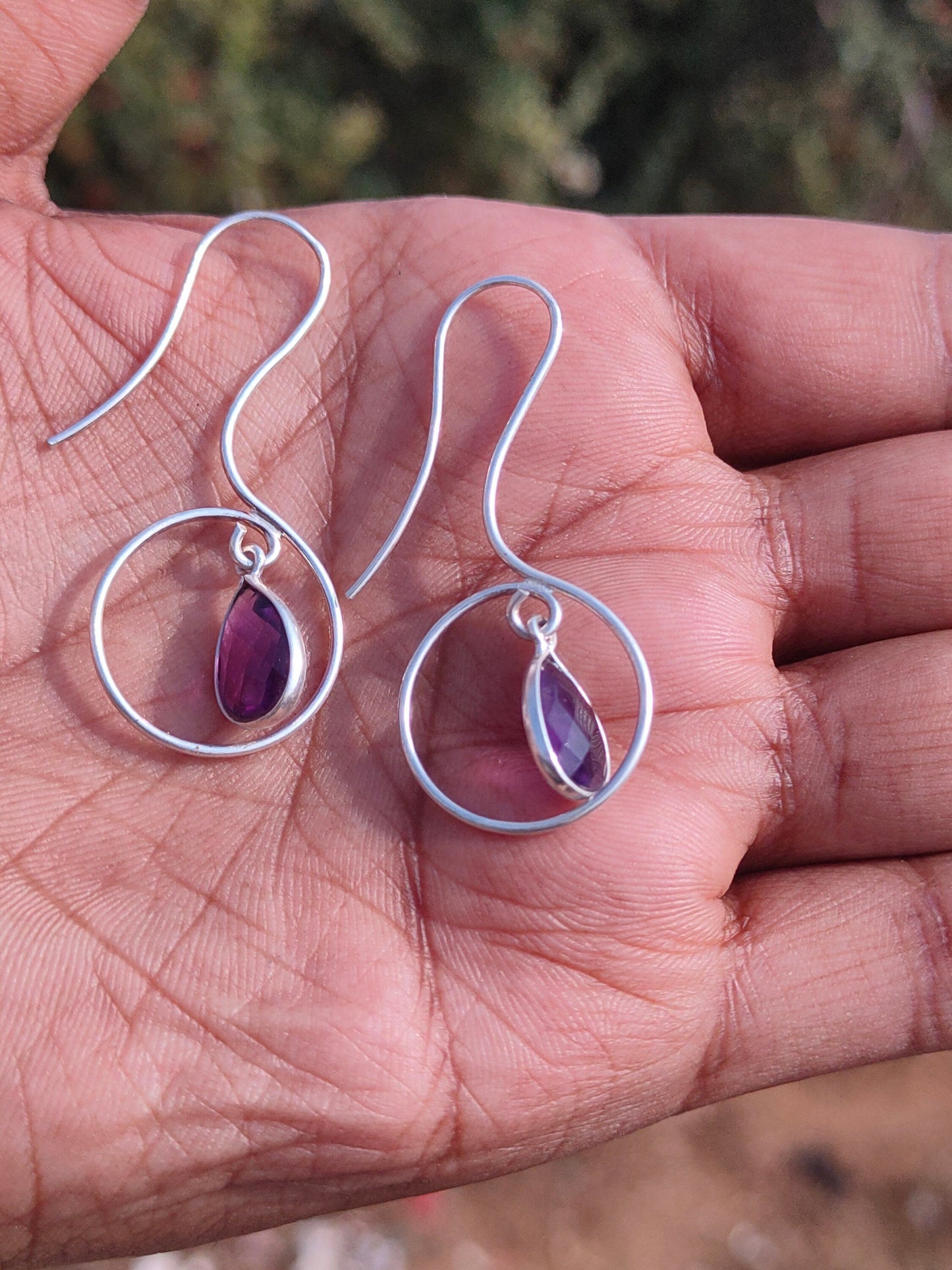 Natural Amethyst Sterling Silver Handmade Earring Amethyst stone Silver Earrings Daily Wearable Earrings Tear Drop Earrings Gift for Her