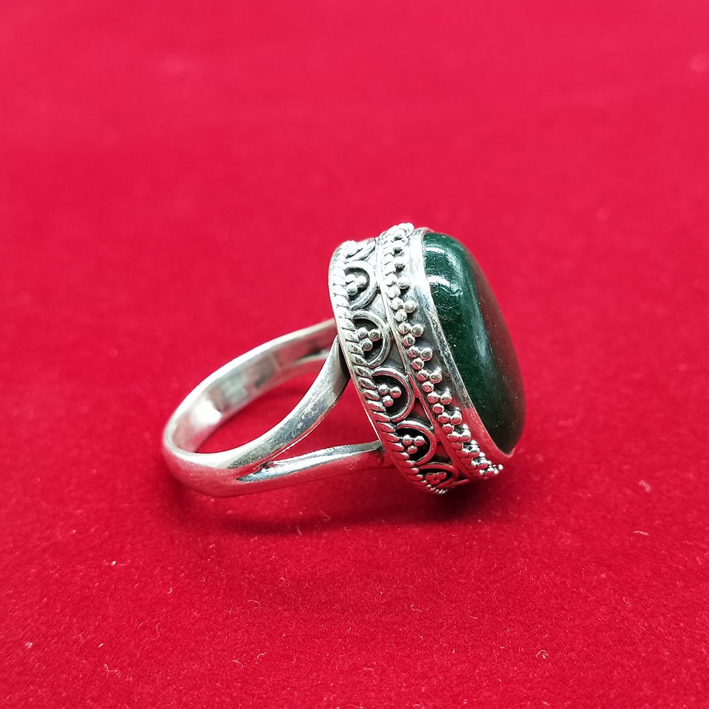 Green Aventurine Ring , Silver Ring , Silver rings , handmade ring ,boho wedding ring , 925 Silver gemstone ring , Gift for her