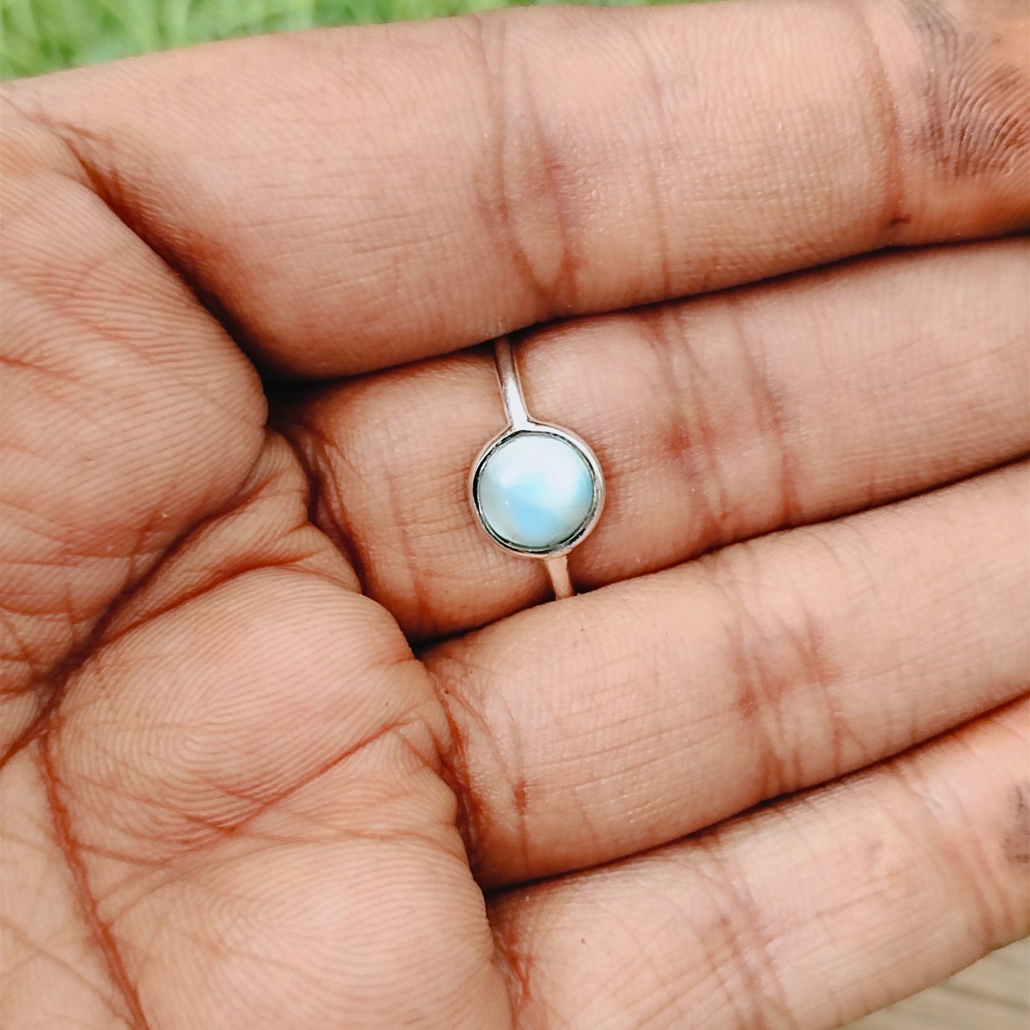 Natural Larimar top quality Stone ring - Larimar ring - 925 sterling silver ring - Oval shape ring - wedding Rings - silver rings- gifts