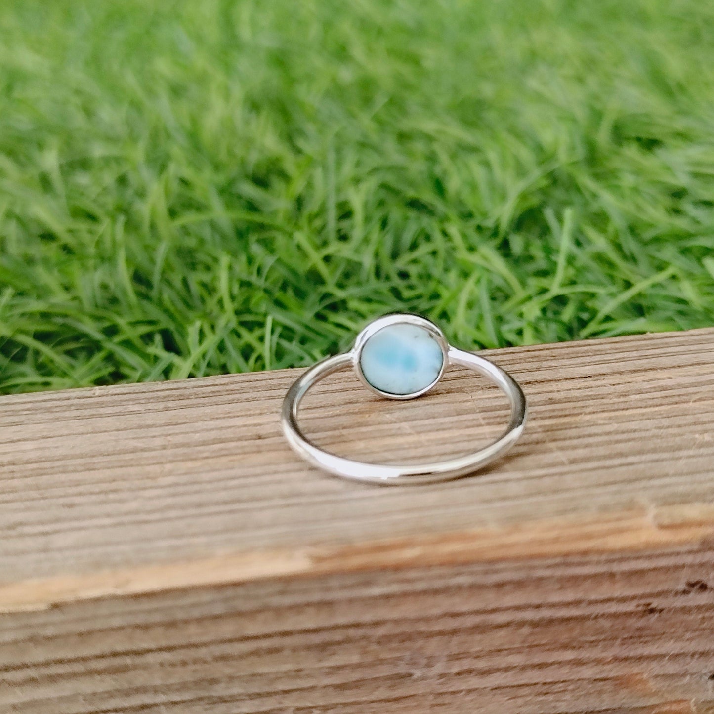 Natural Larimar top quality Stone ring - Larimar ring - 925 sterling silver ring - Oval shape ring - wedding Rings - silver rings- gifts