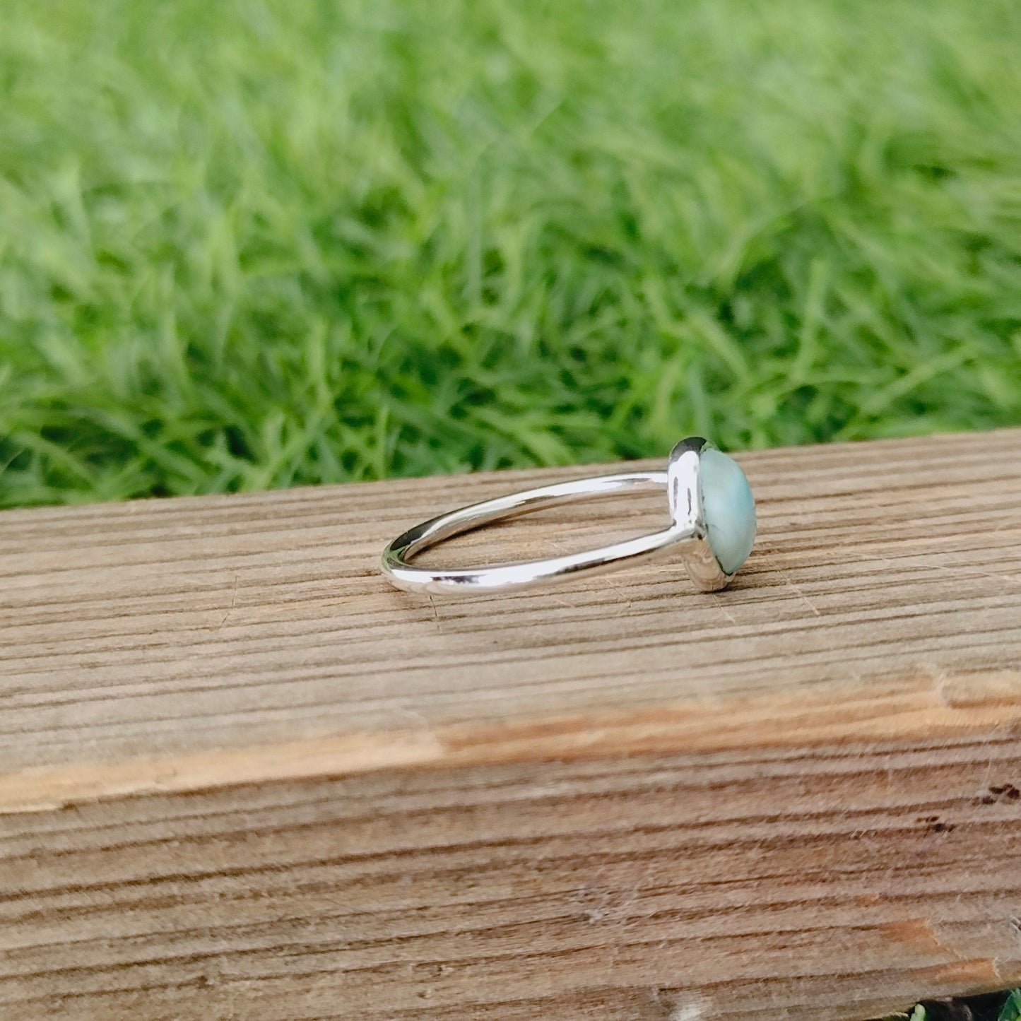 Natural Larimar top quality Stone ring - Larimar ring - 925 sterling silver ring - Oval shape ring - wedding Rings - silver rings- gifts