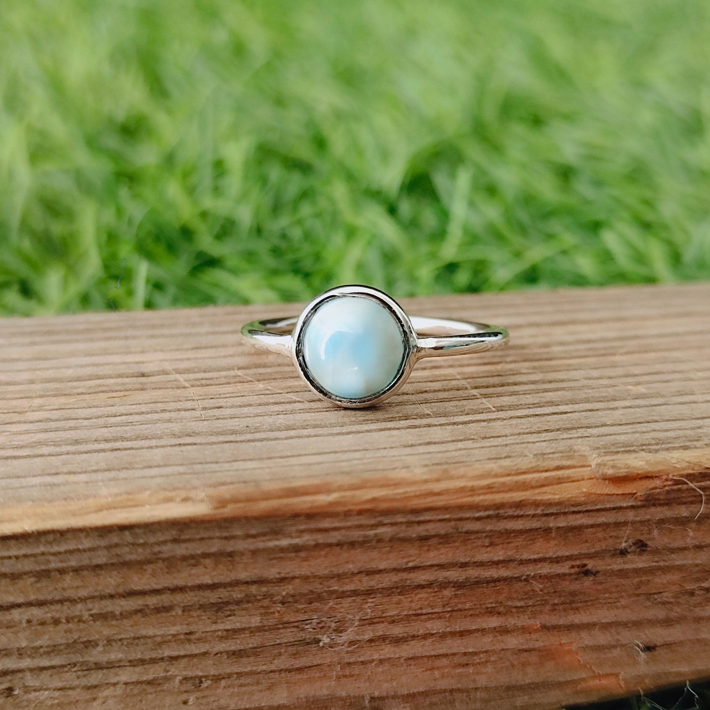 Natural Larimar top quality Stone ring - Larimar ring - 925 sterling silver ring - Oval shape ring - wedding Rings - silver rings- gifts