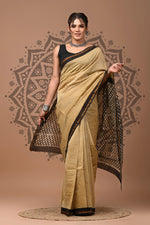 hand block printed  pure Chanderi  Silk Saree