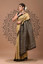 hand block printed  pure Chanderi  Silk Saree