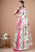 Hand block printed cotton mul-mul saree