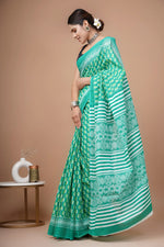 Hand block printed cotton mul-mul saree