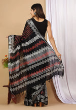 Linen Cotton Hand-Block Printed Saree