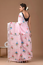 Linen Cotton Hand-Block Printed Saree