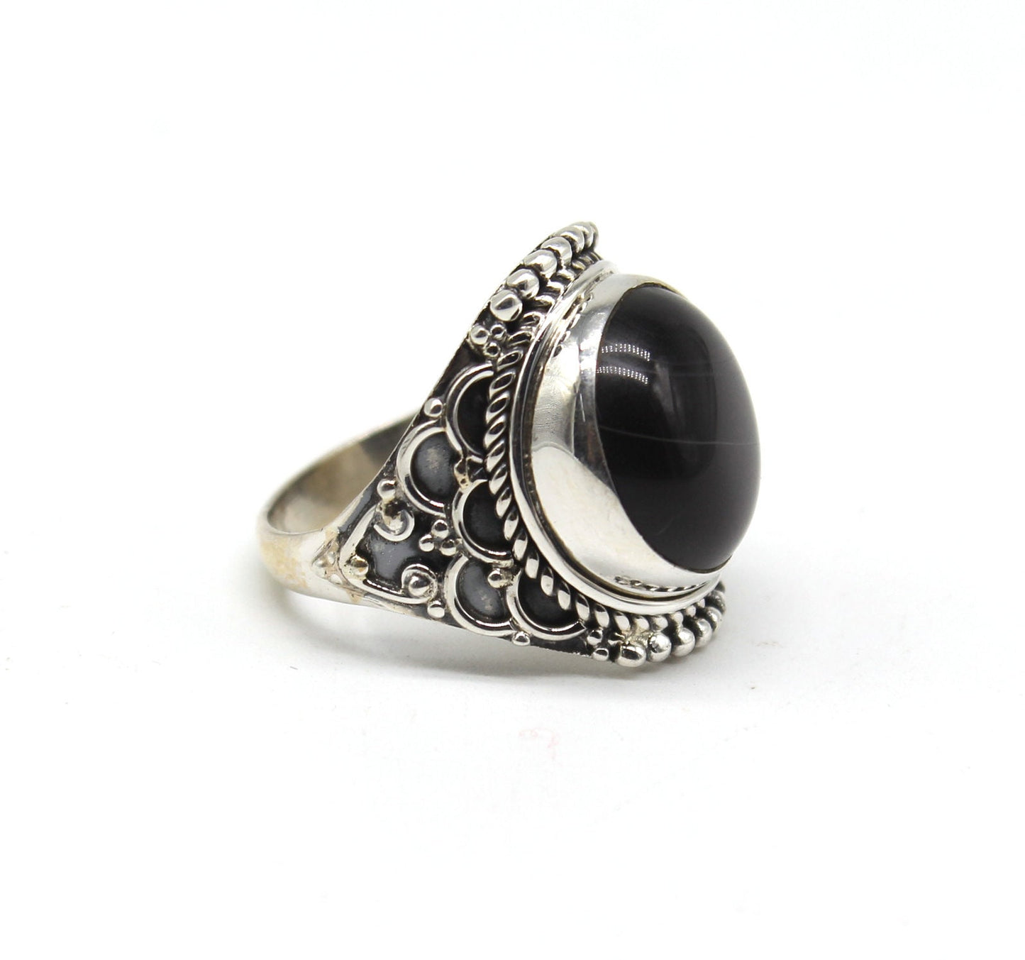 Black banded Agate Statement Ring - 925 Sterling Silver Ring - Hand Crafted Bohemian Ring -Bohemian Ring - Agate  Ring - Rings - Gift for