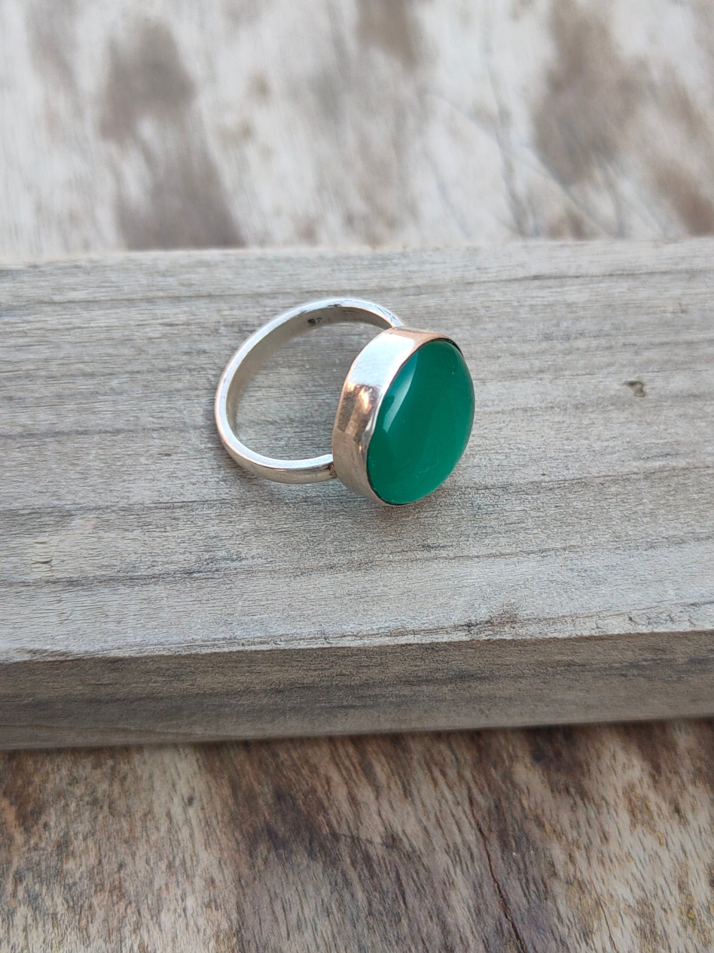 Boho Statement Ring - Green Onyx Sterling Silver Ring - Hand Crafted Bohemian Ring-Bohemian Ring - Green Onyx  - Rings -Gift for