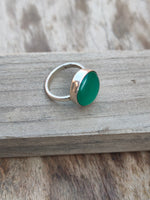 Boho Statement Ring - Green Onyx Sterling Silver Ring - Hand Crafted Bohemian Ring-Bohemian Ring - Green Onyx  - Rings -Gift for