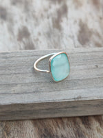 summer gift tags summer ring minimalist Boho Statement Ring -Aqua calcy Sterling Silver Ring  -Aqua chalcedony -Rings, minimalist, gift