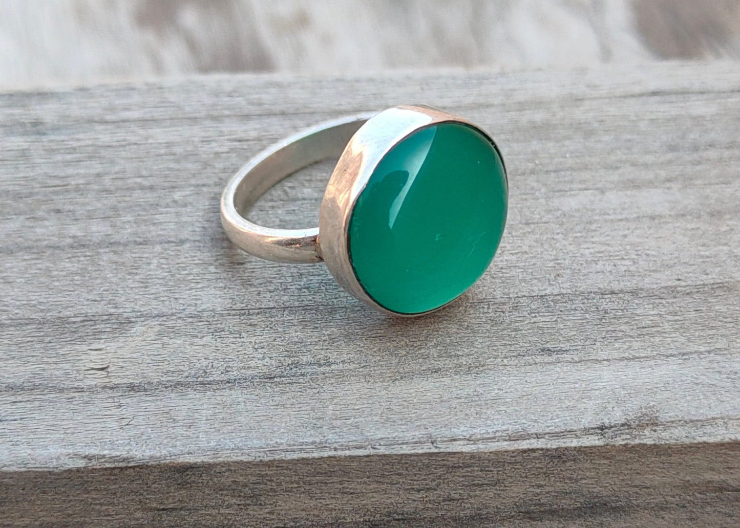 Boho Statement Ring - Green Onyx Sterling Silver Ring - Hand Crafted Bohemian Ring-Bohemian Ring - Green Onyx  - Rings -Gift for