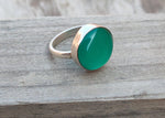 Boho Statement Ring - Green Onyx Sterling Silver Ring - Hand Crafted Bohemian Ring-Bohemian Ring - Green Onyx  - Rings -Gift for