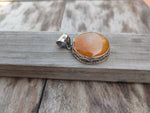 Handmade Yellow Lace Agate  Pendant of Solid 925 Sterling Silver, Beautiful Agate  Pendant in Round Shape, Boho Pendant Gift for her