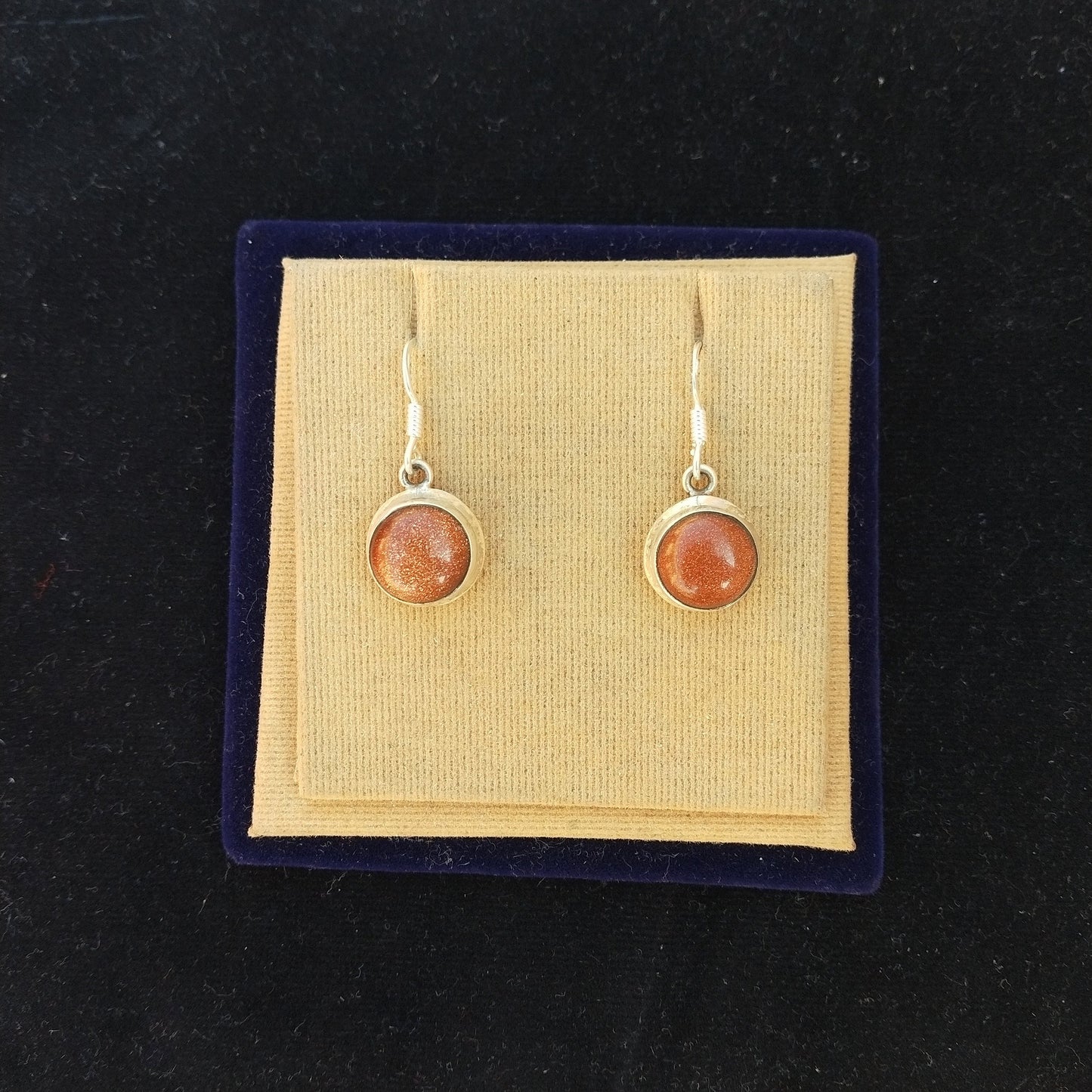 Sunstone Sterling Silver Handmade Earring Sunstone Daily wearable Earrings in Round Shape Bezel Earrings Gift for Her