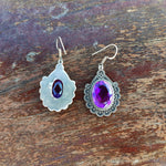 Glass Amethyst Sterling Silver Handmade Earring Glass Amethyst Stone Daily wearable Earrings in Oval Shape Boho Earrings Gift for Her