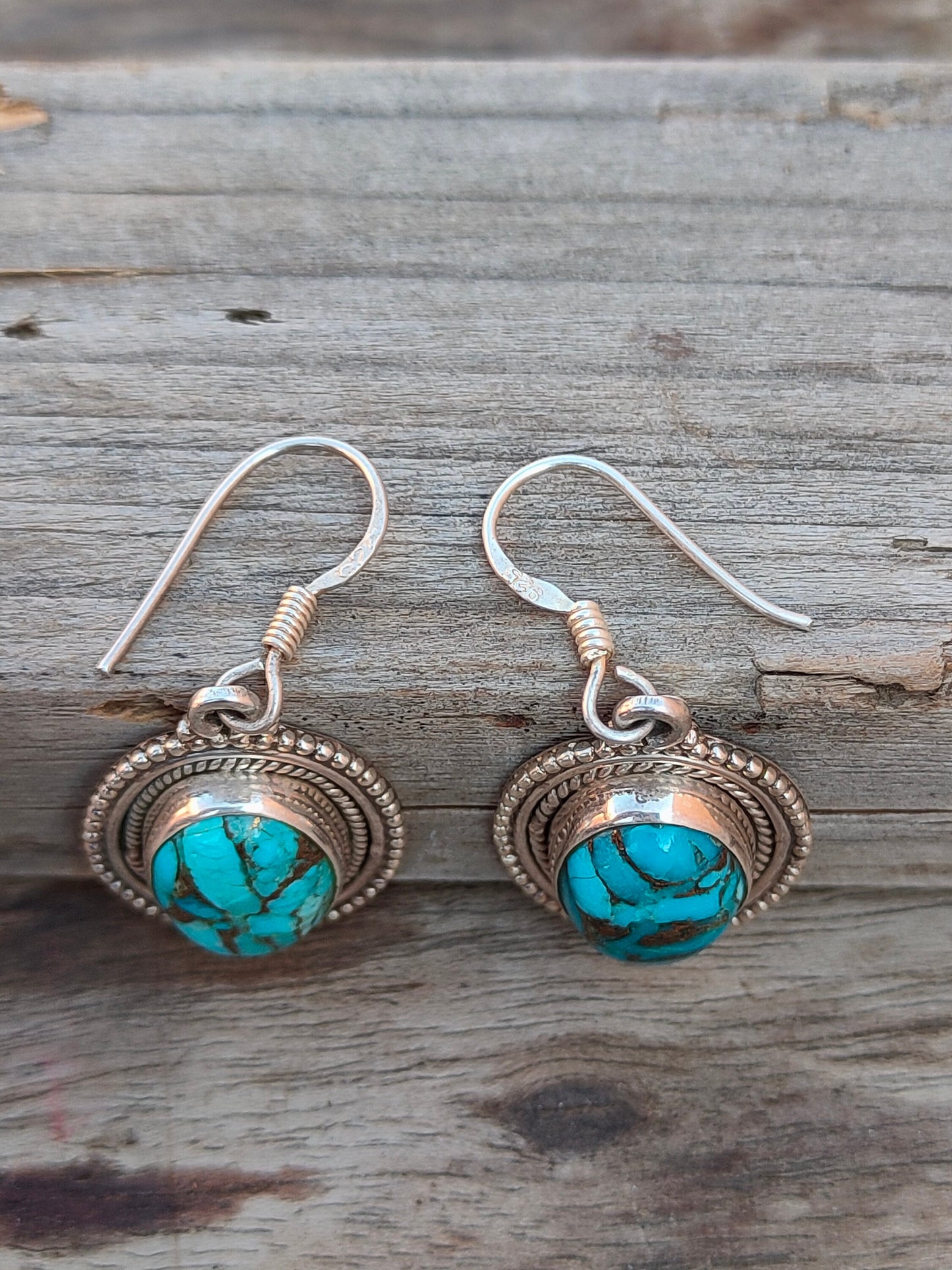 Turquoise Sterling Silver Handmade Earring Turquoise Stone Daily wearable Earrings in Oval Shape Boho Earrings Gift for Her