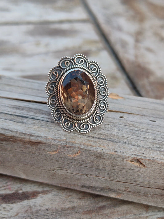 Boho Statement Ring | Smoky Quartz Sterling Silver Ring | Hand Crafted Bohemian Ring | Boho Ring | Smoky Quartz Ring | Rings for Gift