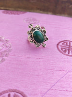 Malachite Green Stone  Ring- Sterling Silver Ring - Hand Crafted Bohemian Ring - Bohemian Malachite  stone Ring - Rings - Gift for