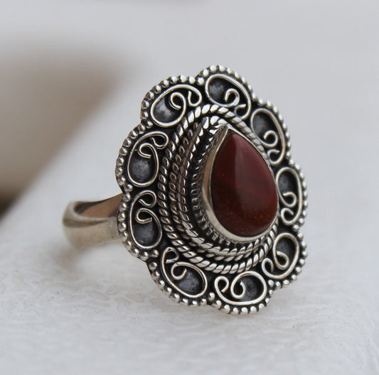 Boho Statement Ring - Sunstone Sterling Silver Ring - Hand Crafted Bohemian Ring -Bohemian Ring - Sunstone Ring - Rings - Gift for