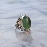 Boho Statement Ring - Green Jade Sterling Silver Ring - Hand Crafted Bohemian Ring-Bohemian Ring - Green Jade - Rings -Gift for