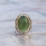 Boho Statement Ring - Green Jade Sterling Silver Ring - Hand Crafted Bohemian Ring-Bohemian Ring - Green Jade - Rings -Gift for
