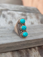 Boho Statement Ring - Turquoise Sterling Silver Ring - Hand Crafted Bohemian Ring-Bohemian Ring - Turquoise  - Rings -Gift for