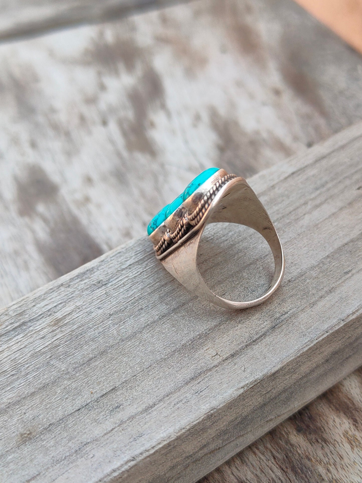Boho Statement Ring - Turquoise Sterling Silver Ring - Hand Crafted Bohemian Ring-Bohemian Ring - Turquoise  - Rings -Gift for