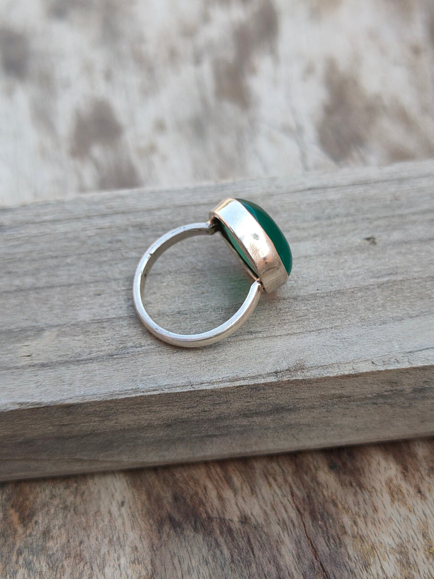 Boho Statement Ring - Green Onyx Sterling Silver Ring - Hand Crafted Bohemian Ring-Bohemian Ring - Green Onyx  - Rings -Gift for