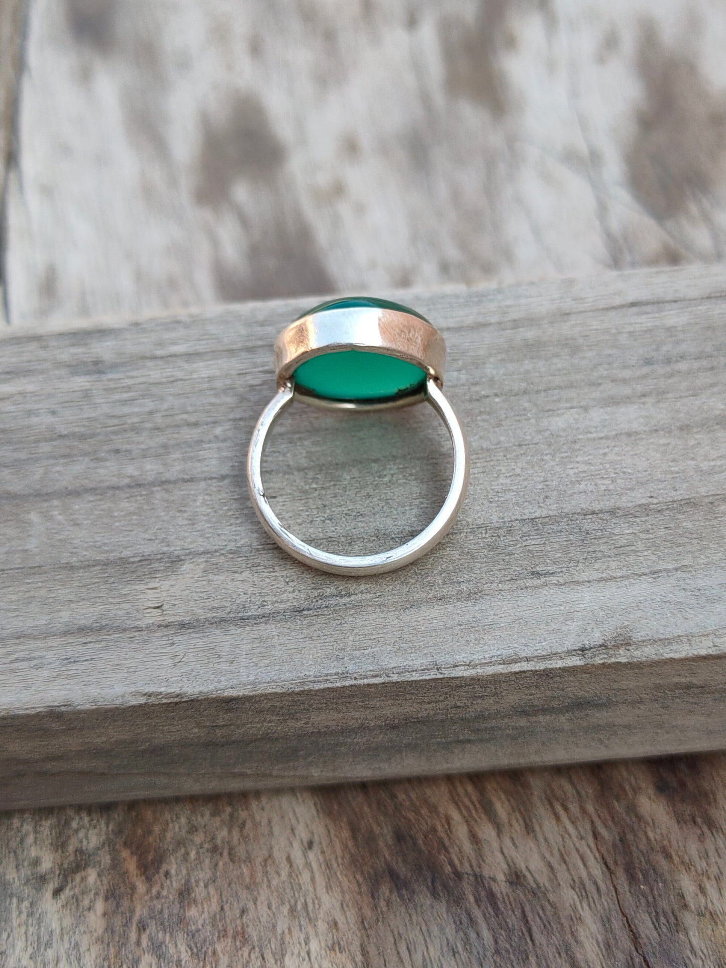 Boho Statement Ring - Green Onyx Sterling Silver Ring - Hand Crafted Bohemian Ring-Bohemian Ring - Green Onyx  - Rings -Gift for