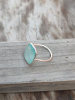 summer gift tags summer ring minimalist Boho Statement Ring -Aqua calcy Sterling Silver Ring  -Aqua chalcedony -Rings, minimalist, gift