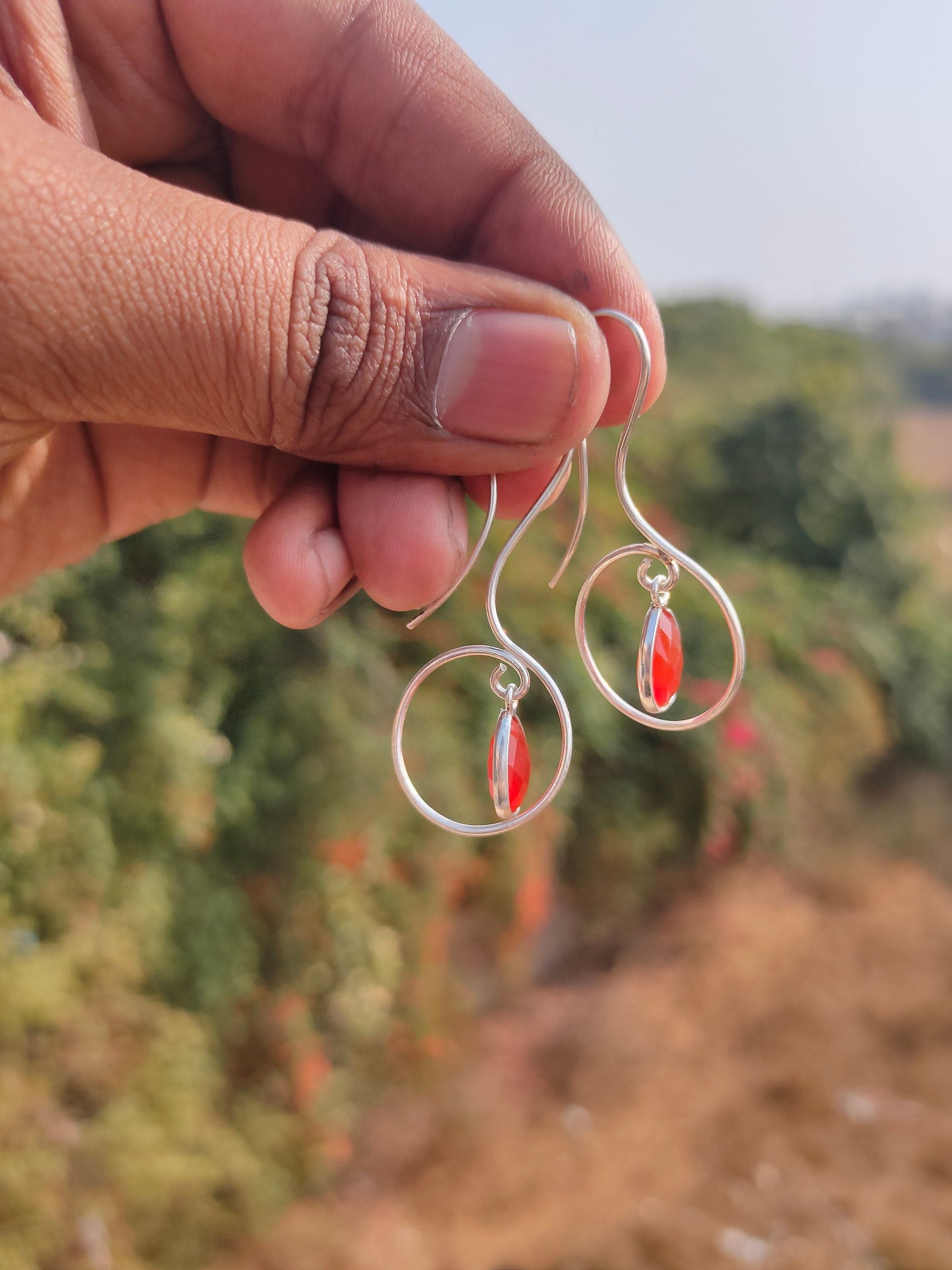 925 Red onyx Sterling Silver Handmade Earring Onyx  stone Daily wearable Earrings Tear Drop Earrings Gift for Her